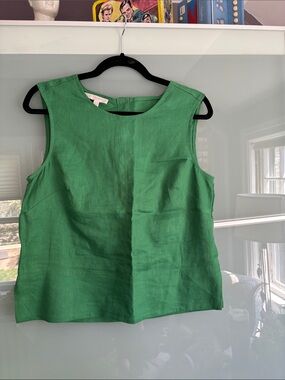 Hobbs London Linen Button Back Sleeveless Top